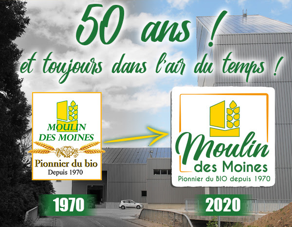 A l'occasion de ses 50 ans, Moulin des Moines présente son nouveau logo