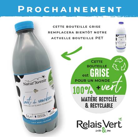 Relais Vert lance sa bouteille de lait grise à sa marque Natur’Avenir